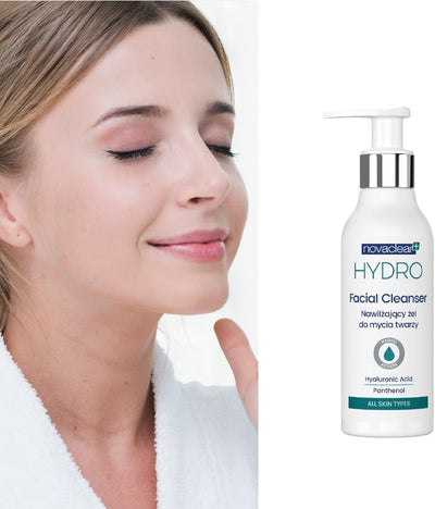 Novaclear Hydro Facial Cleanser – Gentle Face Wash with Hyaluronic Acid, Green Tea & Panthenol for Dry & Dehydrated Skin, Moisturizing Face Cleanser & Makeup Remover 150 ML