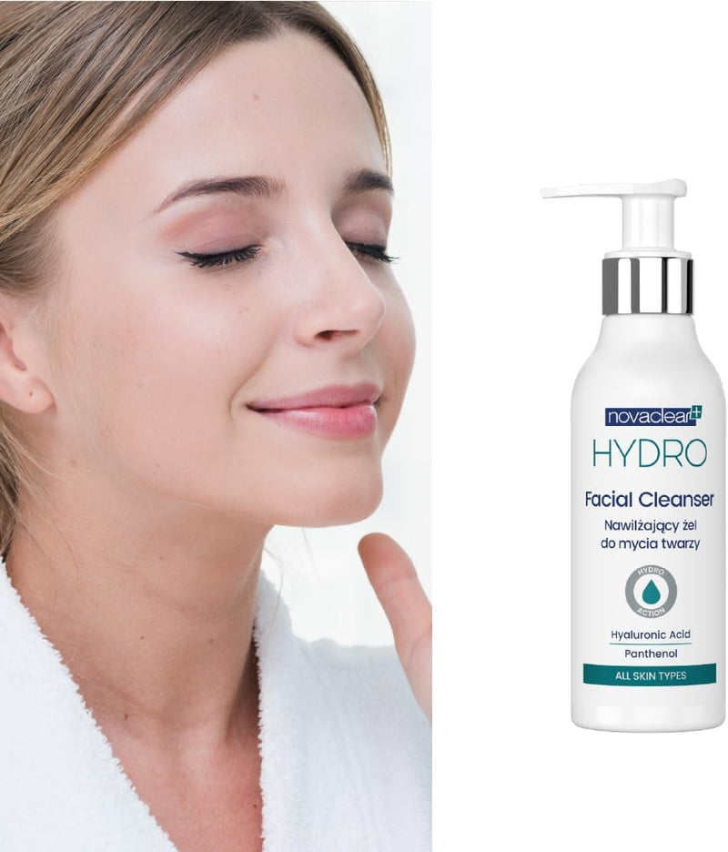 Novaclear Hydro Facial Cleanser – Gentle Face Wash with Hyaluronic Acid, Green Tea & Panthenol for Dry & Dehydrated Skin, Moisturizing Face Cleanser & Makeup Remover 150 ML