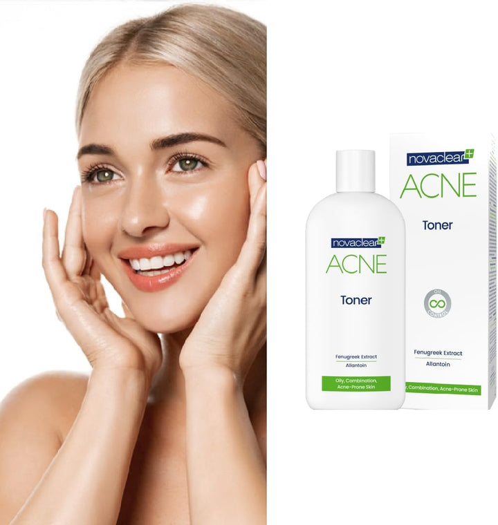 Novaclear Acne Toner - for Oily &amp; Acne-Prone Skin with Fenugreek Extract and Allantoin, Facial Toner for Skin Inflammation, Clear Complexion and Matte Finish 150 ML