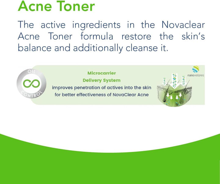 Novaclear Acne Toner - for Oily &amp; Acne-Prone Skin with Fenugreek Extract and Allantoin, Facial Toner for Skin Inflammation, Clear Complexion and Matte Finish 150 ML