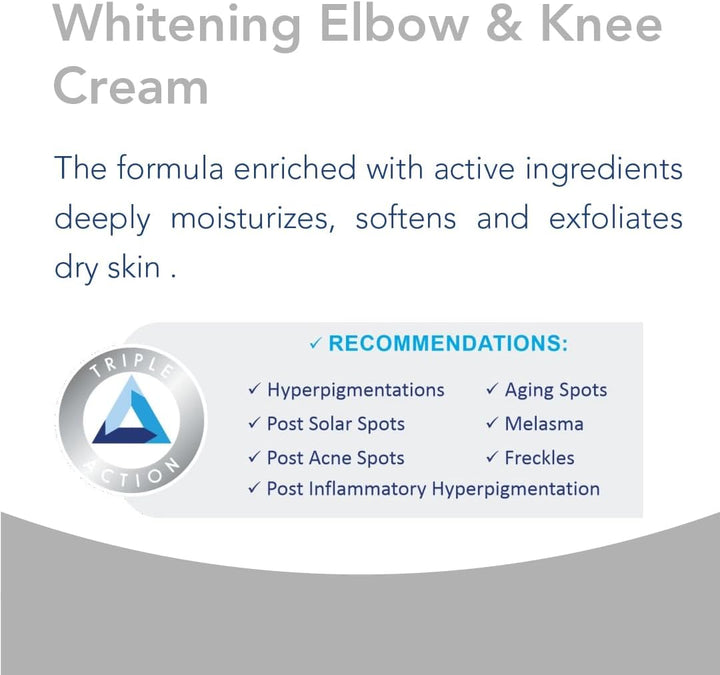 Novaclear Whitening Elbow &amp; Knee Cream – Urea, Glycolic Acid &amp; Alpha Arbutin – Exfoliating, Moisturizing &amp; Brightening Cream for Dry, Dark Elbows, Knees, Hands &amp; Heels – 50 ML