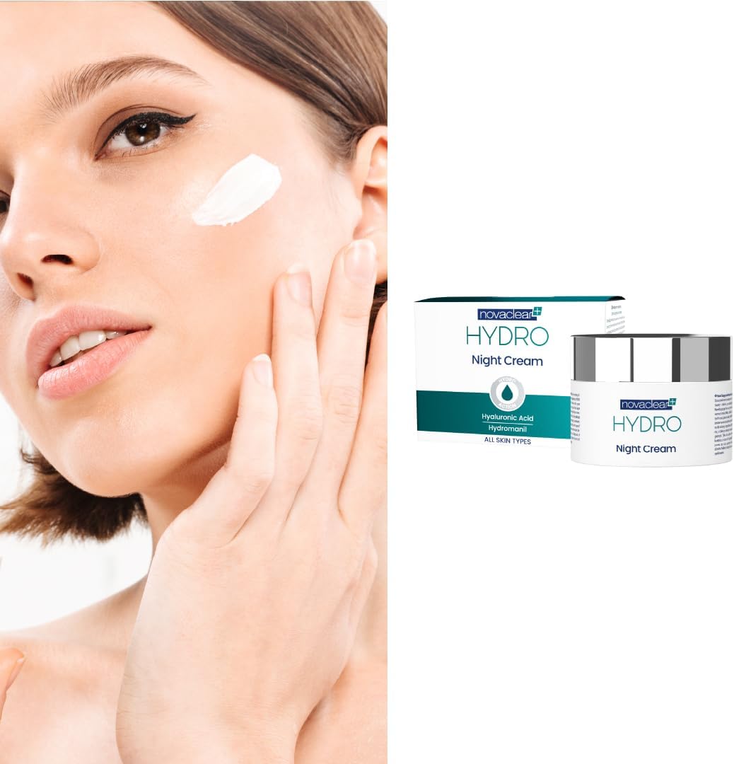 Novaclear Hydro Night Cream – Lightweight Gel Moisturizer with Hyaluronic Acid, Vitamin E &amp; Antioxidants – Deep Hydration &amp; Skin Renewal Cream 50 ML