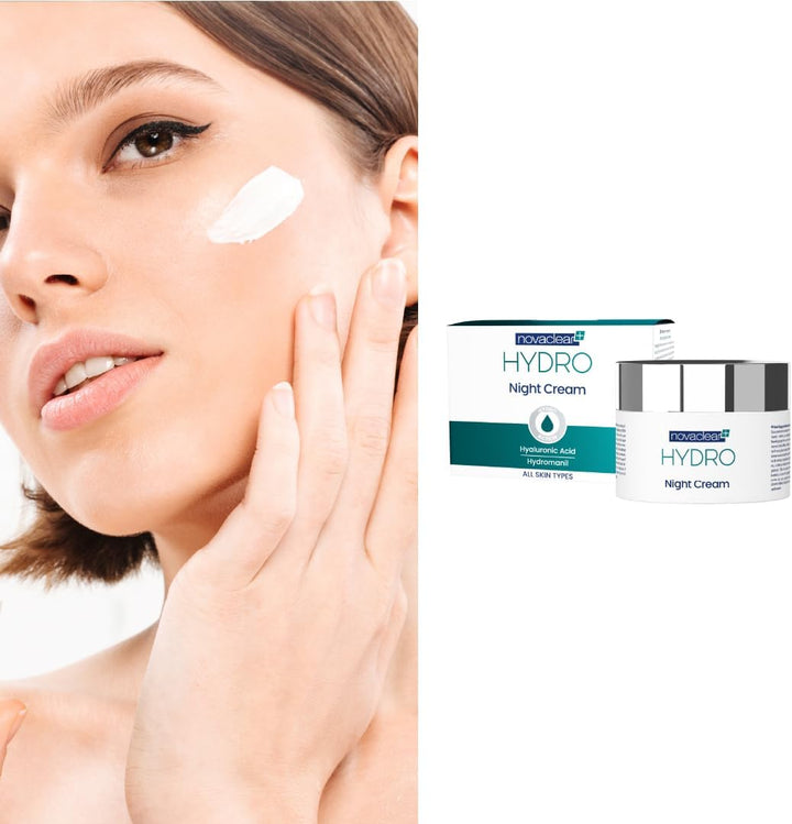 Novaclear Hydro Night Cream – Lightweight Gel Moisturizer with Hyaluronic Acid, Vitamin E &amp; Antioxidants – Deep Hydration &amp; Skin Renewal Cream 50 ML