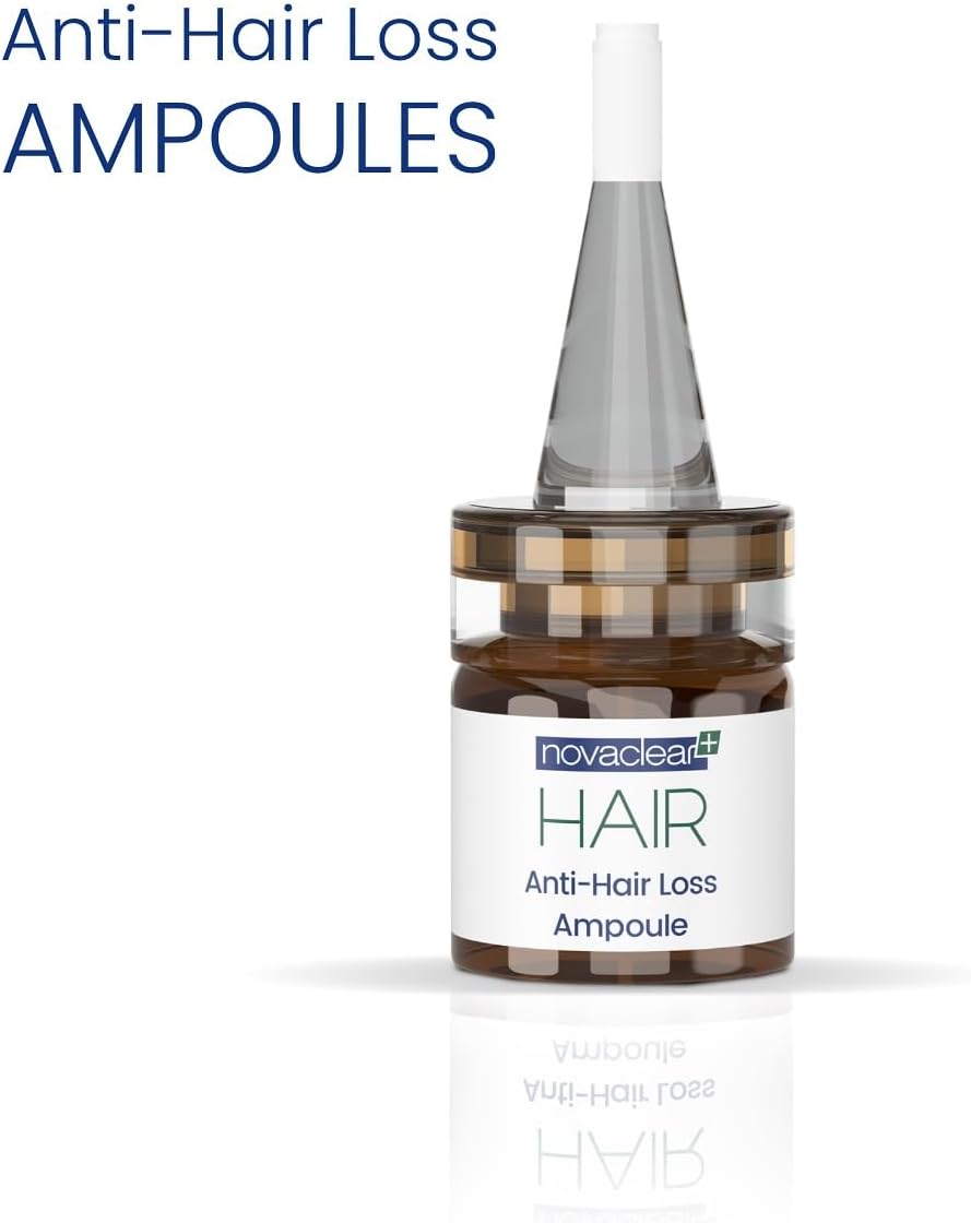 Novaclear Anti-Hair Loss Ampoules 15 x 5 ML – Intensive Hairfall Treatment with Baicapil™, Rosemary, Saw Palmetto, Burdock &amp; Nettle Extracts – Reduces Hair Loss &amp; Boosts Density – Non-Sticky Formula