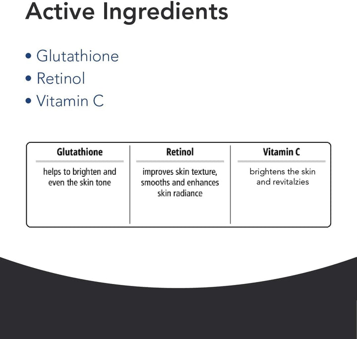 Novaclear Advanced Brightening Serum with Glutathione, Retinol &amp; Vitamin C – Anti-Aging, Glow Boosting &amp; Skin Tone Evening – Smooth, Detoxify &amp; Revitalize – 30 ML