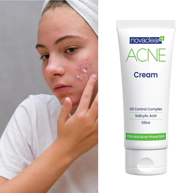 Novaclear Acne Cream – Anti Pimple Cream with Salicylic Acid, Sebum Control for Oily Skin, Acne Treatment Cream with Hydrating Formula 40 ML