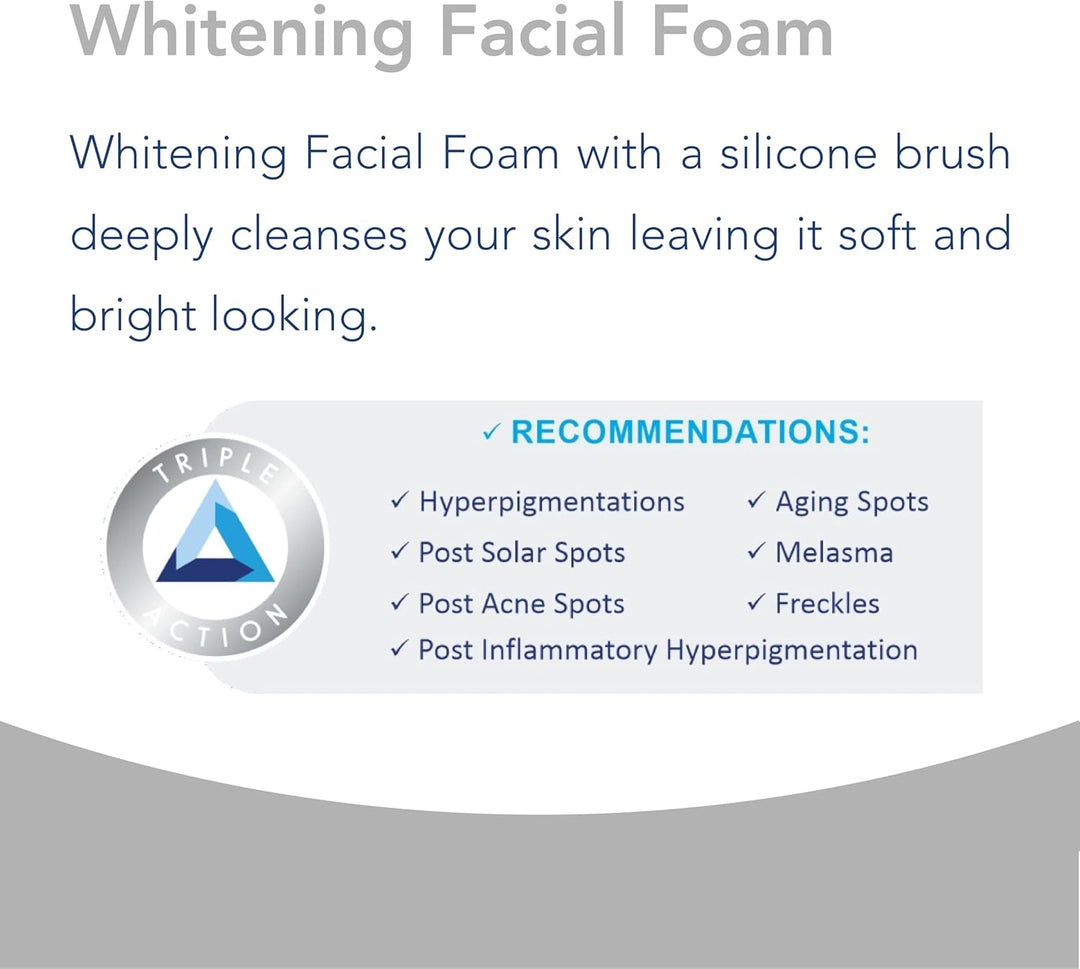Novaclear Whitening Facial Foam – Silicon Brush Face Wash with Alpha Arbutin, Glycolic Acid &amp; Lactic Acid – Deep Cleansing, Exfoliating &amp; Brightening Foam for Dark Spots &amp; Uneven Skin Tone 100 ML
