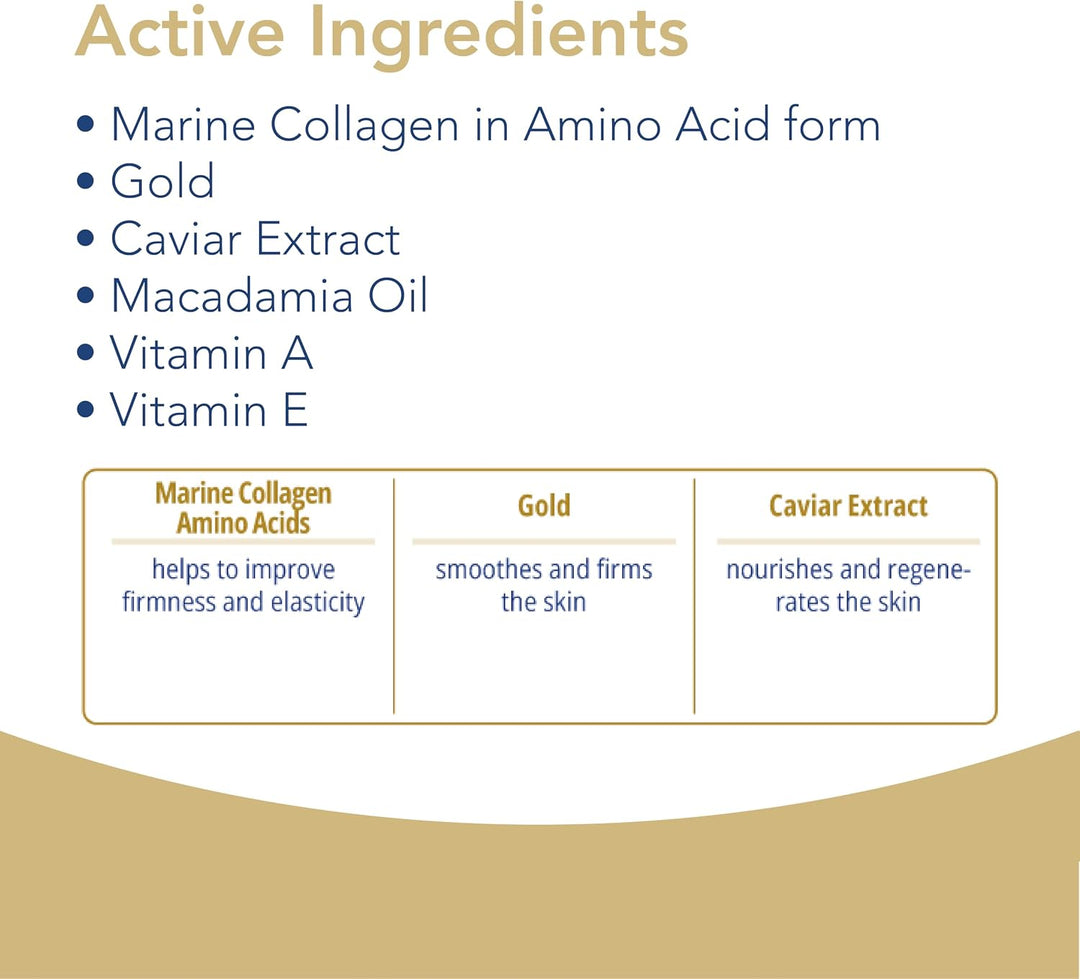 Novaclear Collagen Day Cream – Anti-Aging Moisturizer with Marine Collagen, Gold, Caviar Extract, Macadamia Oil, Vitamin A &amp; E – Firms, Smooths &amp; Nourishes Skin – For All Skin Types – 50 ML
