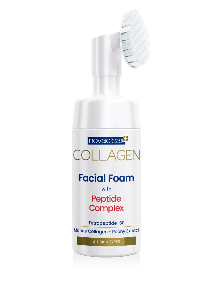 Novaclear Collagen Facial Foam with Peptide Complex, skin cleansing, firming, strong anti-oxidant, revitalizing, with Tetrapeptide-30, Marine Collagen, Peony Extract and Caviar extract 100 ml
