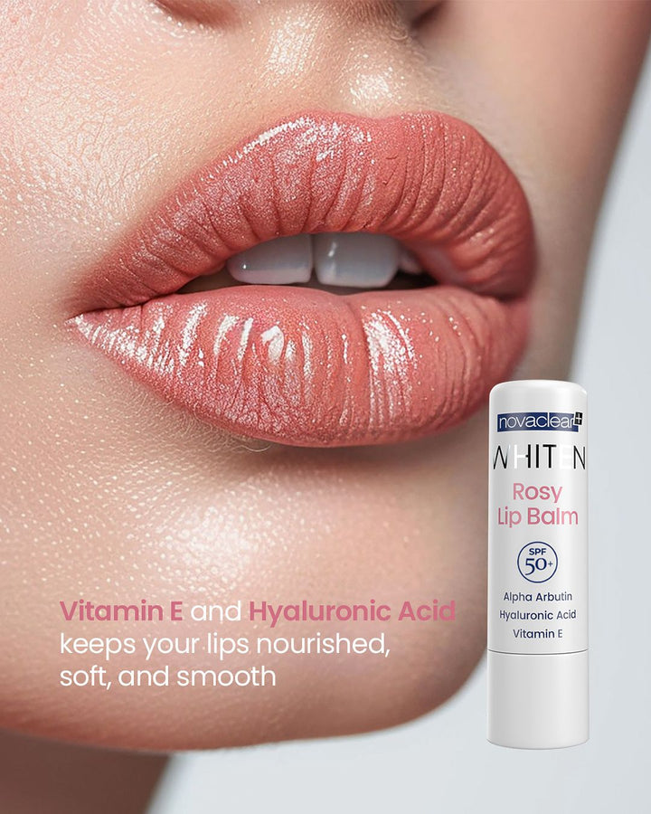 Novaclear Rosy Lip Balm - 4.9g SPF50 Sun Protection, Moisturizing, Dark Prevention for Pigmented &amp; Dark Lips | For Women &amp; Men