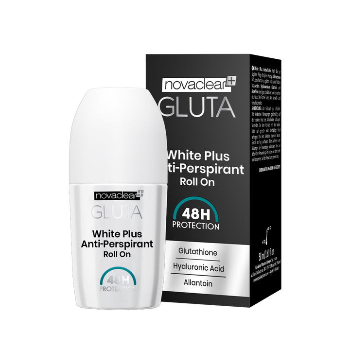 Novaclear Gluta White Plus Anti-Perspirant Roll-On – Brightening Deodorant with Glutathione, Hyaluronic Acid &amp; Allantoin – 48H Sweat &amp; Odor Protection – Soothes, Moisturizes &amp; Evens Skin Tone – 50 ML