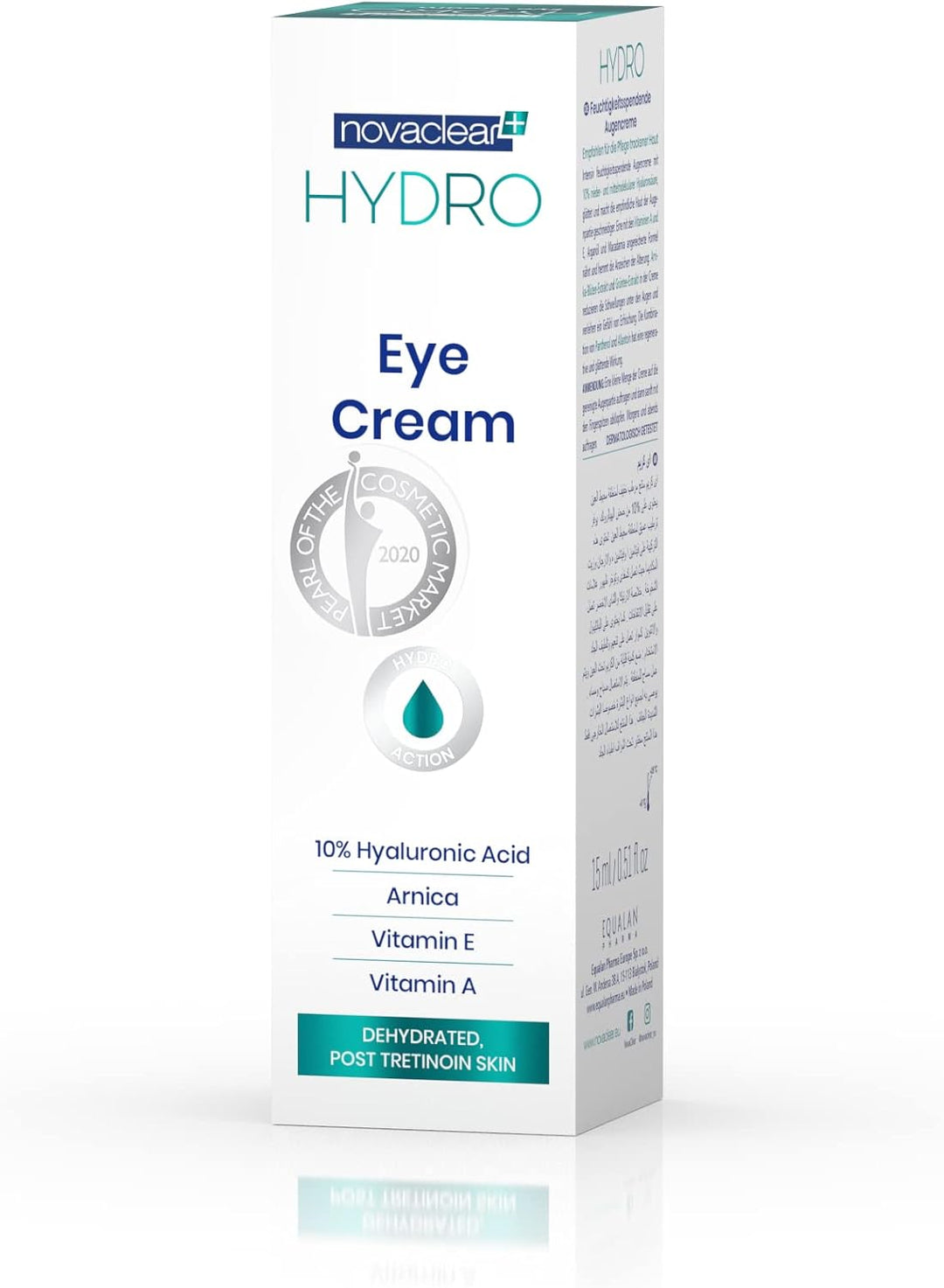Hydro Eye Cream 15 ml with Hyaluronic Acid, Vitamin A, Vitamin E, Argan and Macadamia Oil for Hydrating and Anti-Aging
