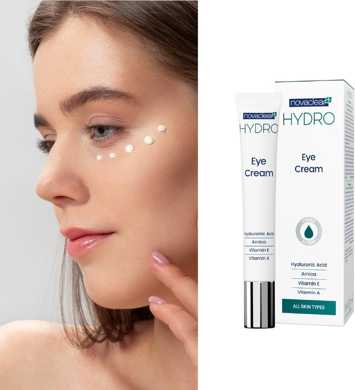 Hydro Eye Cream 15 ml with Hyaluronic Acid, Vitamin A, Vitamin E, Argan and Macadamia Oil for Hydrating and Anti-Aging