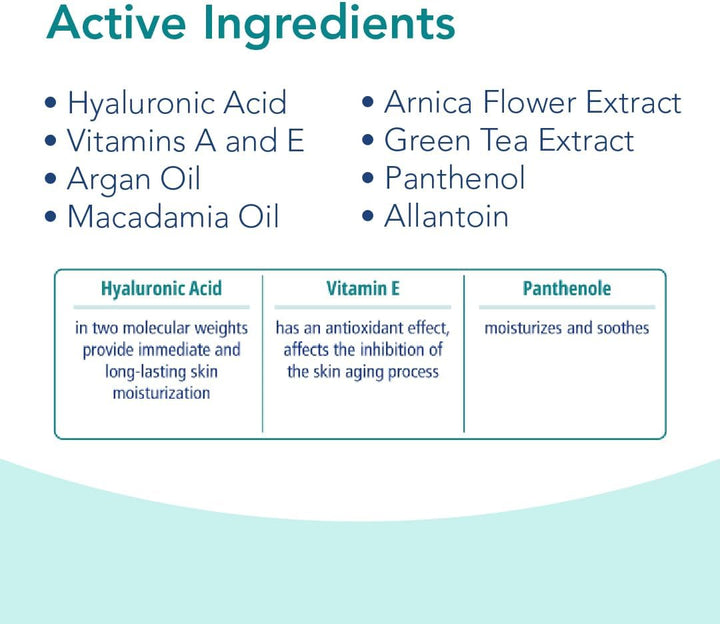 Hydro Eye Cream 15 ml with Hyaluronic Acid, Vitamin A, Vitamin E, Argan and Macadamia Oil for Hydrating and Anti-Aging