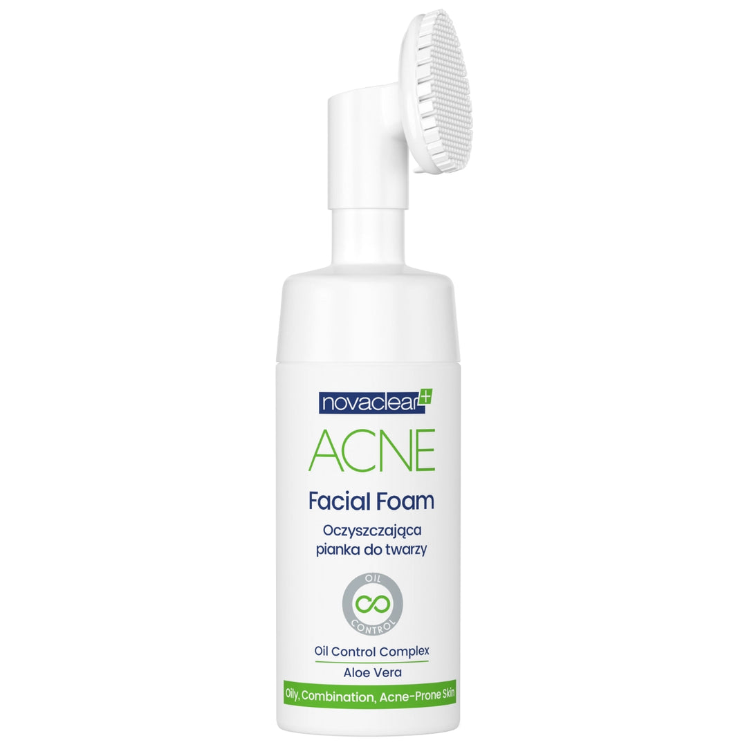 Novaclear Acne Facial Foam Cleanser wash for Acne prone skin, Oily skin and Mixed skin, remove black heads and prevent blemish 100 ML