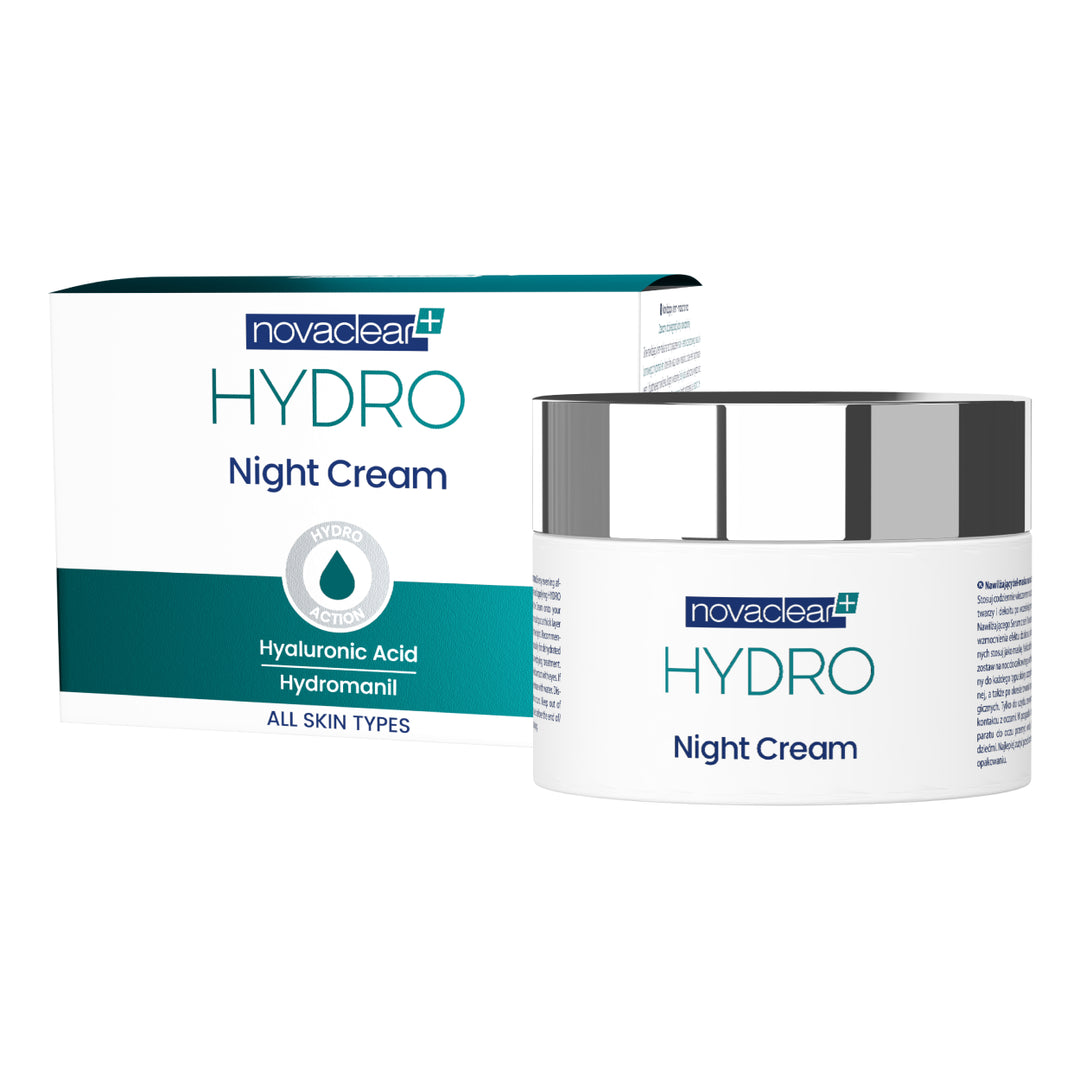 Novaclear Hydro Night Cream – Lightweight Gel Moisturizer with Hyaluronic Acid, Vitamin E &amp; Antioxidants – Deep Hydration &amp; Skin Renewal Cream 50 ML
