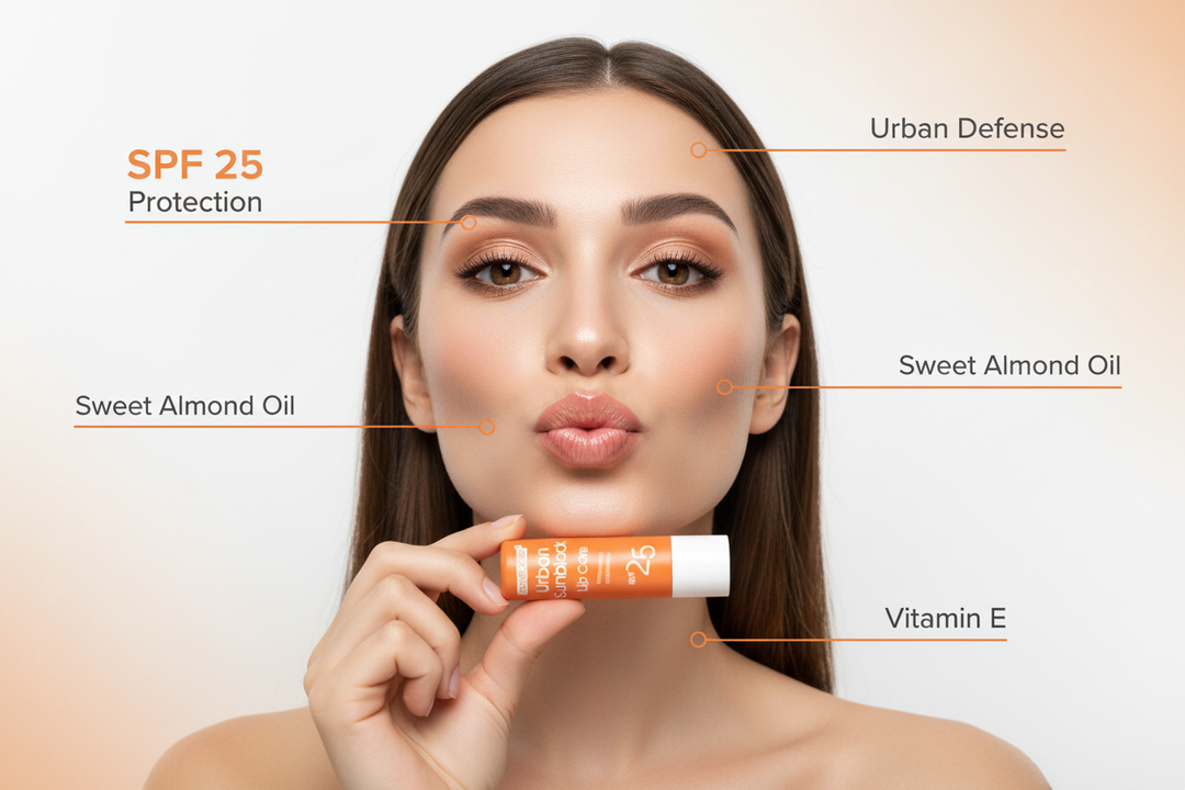 Novaclear Urban Sunblock Lip Care SPF 25 – Sun Protection for Lips with Sweet Almond Oil &amp; Vitamin E – Moisturizing &amp; Regenerating Lip Balm – 4.9g