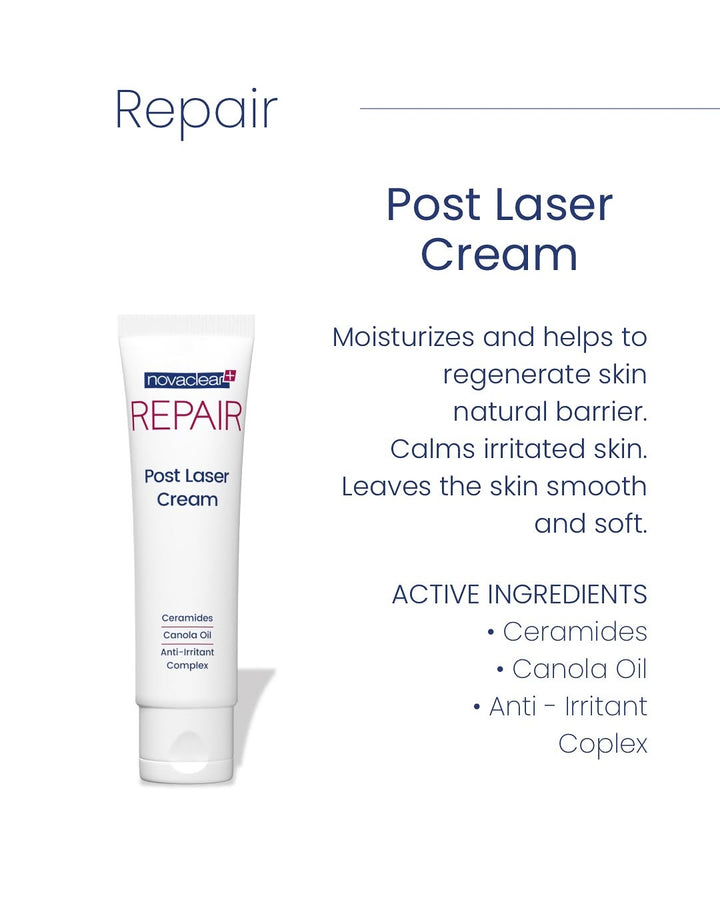 Novaclear Repair Post Laser Cream 75 ML for after care post laser and post procedures reduce irritation and rejuvenates skin