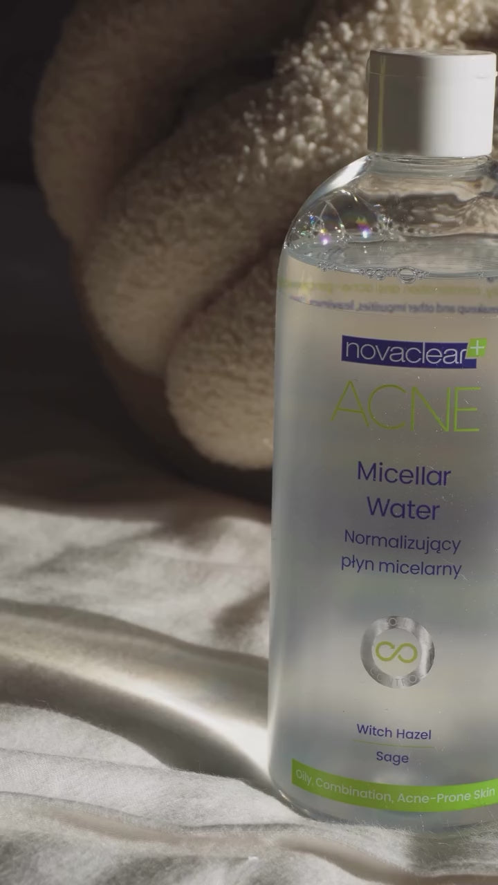 Novaclear Acne Micellar Water - 400ml Purifying Micellar Water for Oily, Combination &amp; Acne Prone Skin, Cleanser Removes Impurities, Pollution &amp; Pollen, Gentle Makeup Remover