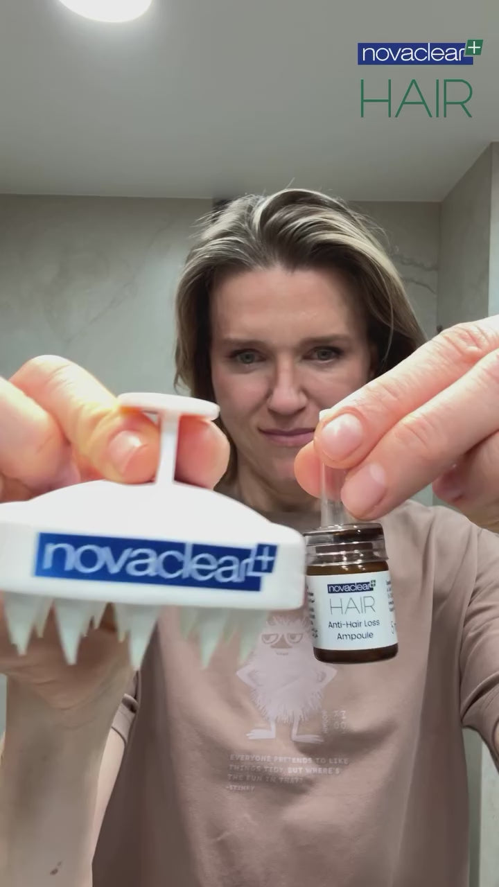 Novaclear Anti-Hair Loss Ampoules 15 x 5 ML – Intensive Hairfall Treatment with Baicapil™, Rosemary, Saw Palmetto, Burdock &amp; Nettle Extracts – Reduces Hair Loss &amp; Boosts Density – Non-Sticky Formula