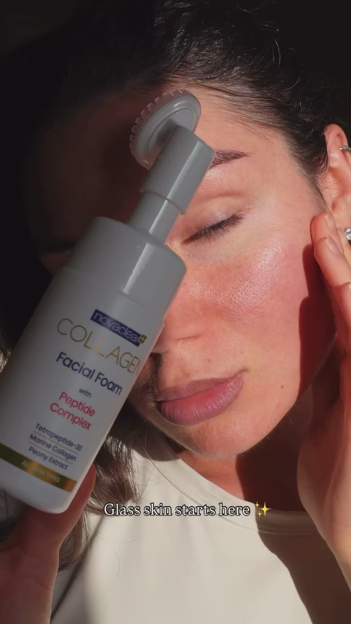 Novaclear Collagen Facial Foam with Peptide Complex, skin cleansing, firming, strong anti-oxidant, revitalizing, with Tetrapeptide-30, Marine Collagen, Peony Extract and Caviar extract 100 ml