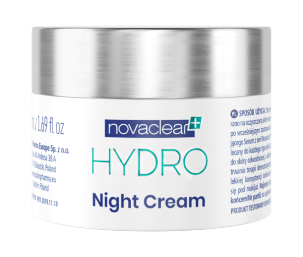 Novaclear Hydro Night Cream – Lightweight Gel Moisturizer with Hyaluronic Acid, Vitamin E &amp; Antioxidants – Deep Hydration &amp; Skin Renewal Cream 50 ML