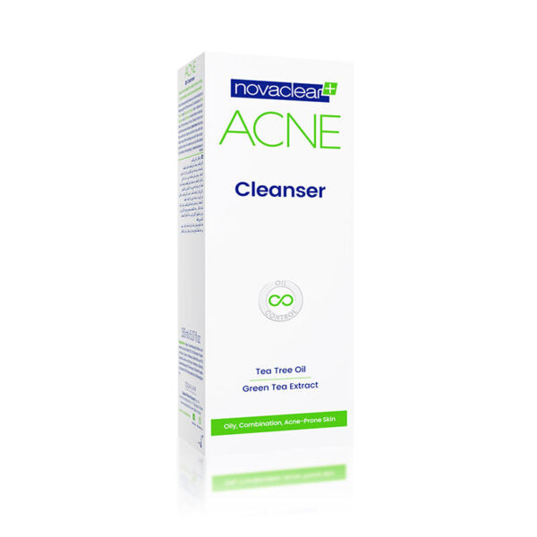 Novaclear Acne Cleanser Wash with Tea Tree Oil, Green Tea Extract Calms Irritated Skin, Oil-Free Formula for Oily Skin, Blackhead Remover and Clogged Pore Control, Non Comedogenic 150 ml