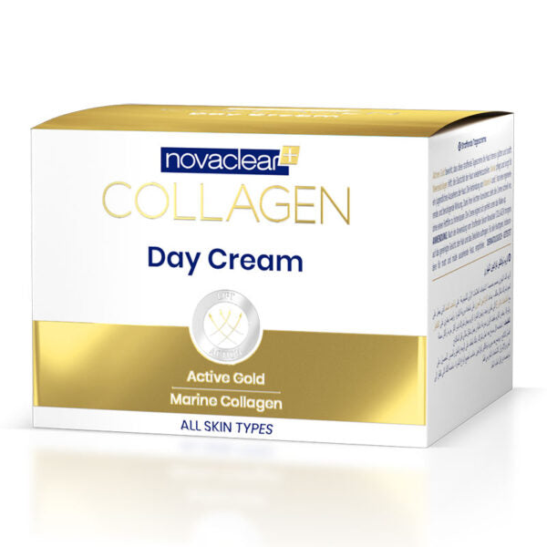 Novaclear Collagen Day Cream – Anti-Aging Moisturizer with Marine Collagen, Gold, Caviar Extract, Macadamia Oil, Vitamin A &amp; E – Firms, Smooths &amp; Nourishes Skin – For All Skin Types – 50 ML